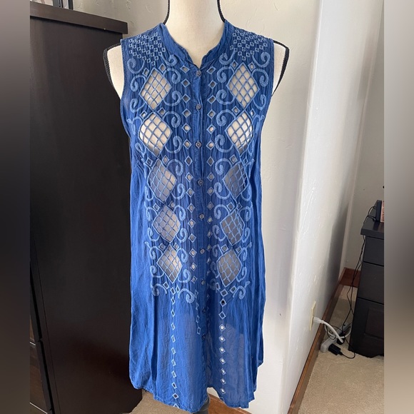 Royal blue Johnny Was tunic blouse Size Small - Picture 1 of 4